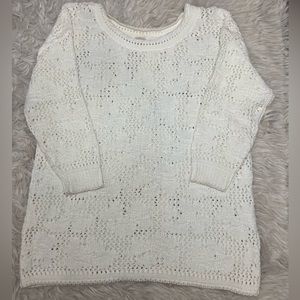 Red Camel Vintage Light Cream Knit 3/4 Sleeve Oversized Crewneck Sweater‎ Size L